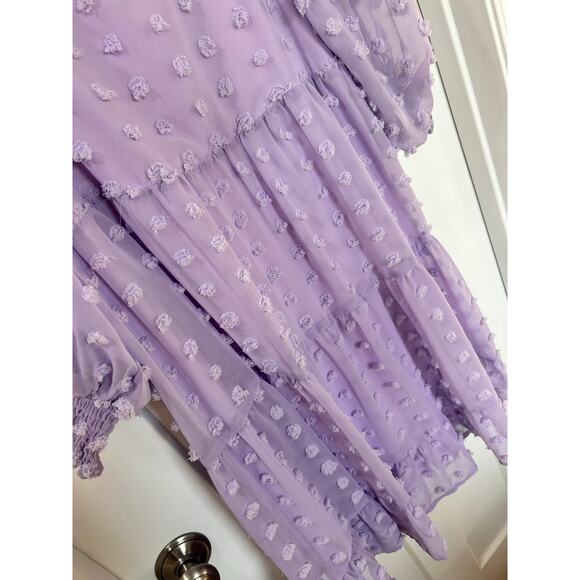 NWT Vine & Love women's textured polka dot short Sleeve Dress purple‎ Sz large - Picture 3 of 12